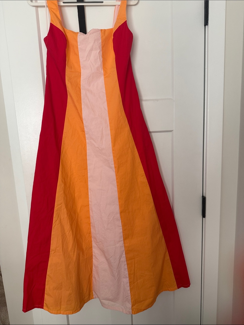 NWOT Colorblock Maxi Sundress in Red, Orange & Pink